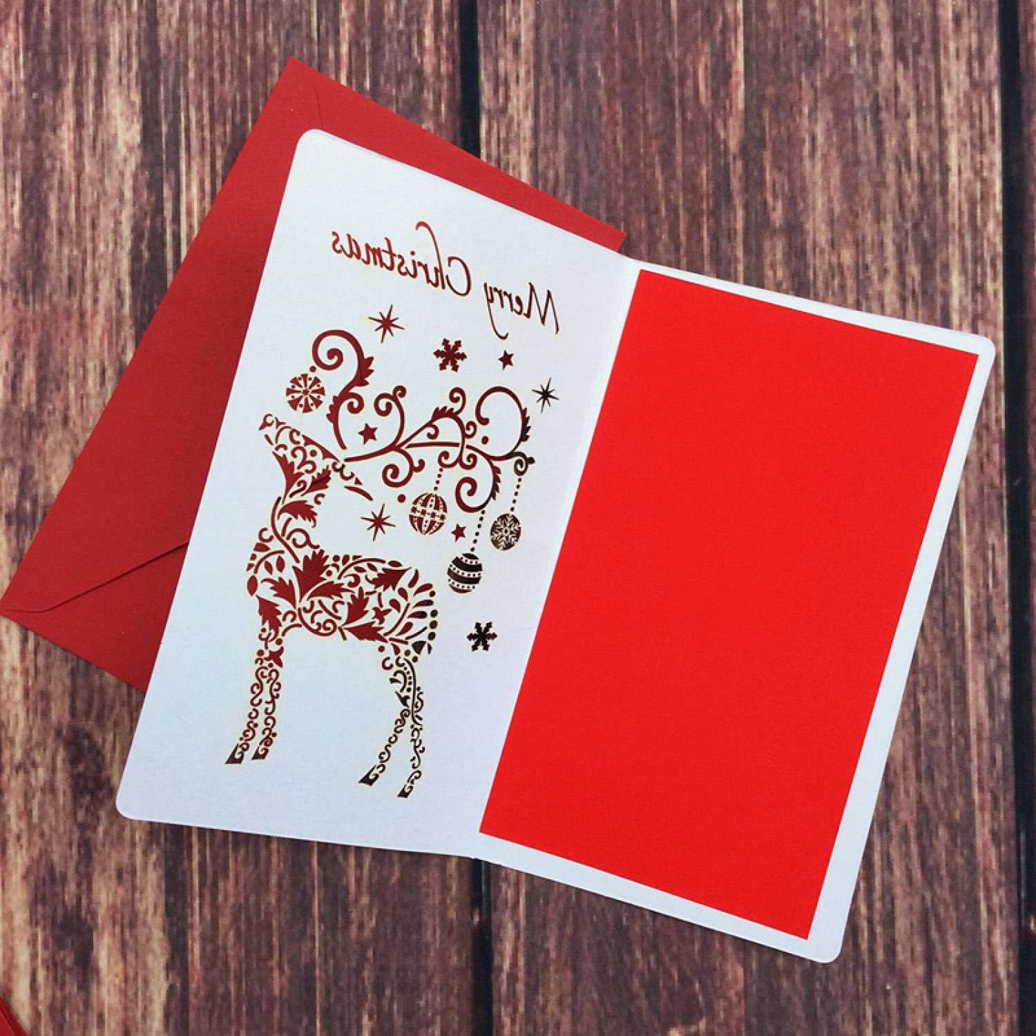 Merry Christmas Greeting Card Laser Cut Paper Invitation Card With Envelope